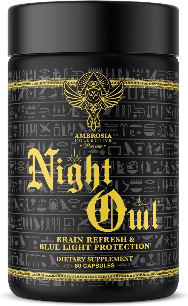 Ambrosia Night Owl - Salud Ocular ← Proteger contra la luz azul &amp; Ojo Strain ← Alpha Brain Waves &amp; Brain Recovery TEN Lutemax 2020, Suntheanine, Magtein ← 60 Veggie Capsules