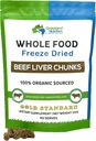 GRASSLAND NUTRITION Organic Liver Freeze Dried Chunks — High in Natural Iron, Vitamina A, B12 for Energy (120g)