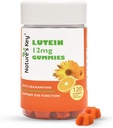 La llave de la naturaleza Lutein Gummies 12mg con Zeaxanthin & Vitamina A para niños y adultos TENIDO Ojos Salud y Función del Cerebro Suplemento ANTE Orange Flavor, 120Ct