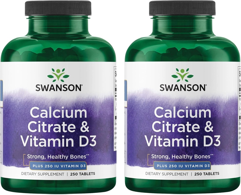 Citrato de calcio Swanson y vitamina D3 250 Tabs (2 Pack)