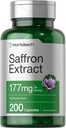Horbäach Saffron Extracto Suplemento TEN 177 mg TENIDO 200 cápsulas TENIDO Píldoras para hombres y mujeres TENIDO NO GMO, Gluten Gratis