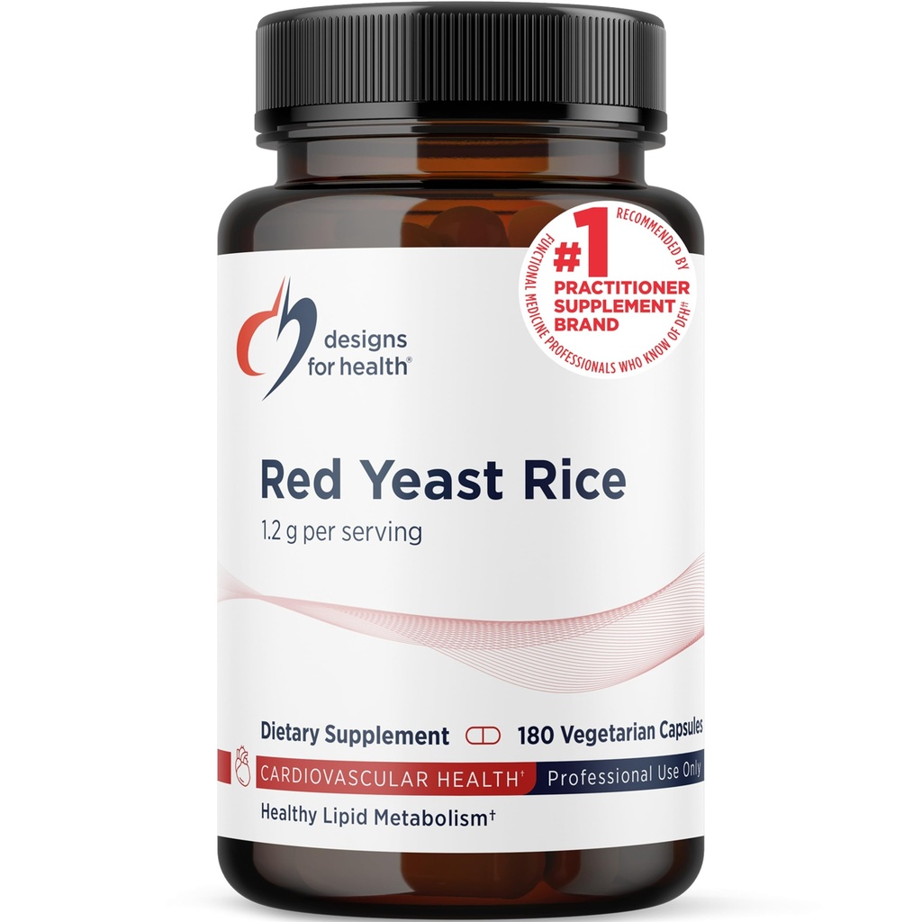 Diseños para la Sinergía RYR Salud - Suplemento de arroz de levadura roja - 1200 mg de arroz de levadura roja + CoQ10 para apoyar la salud cardiovascular + mantenimiento de niveles de la lupa en rango normal (120 cápsulas)