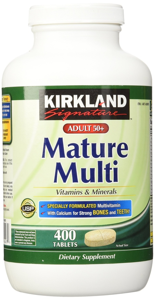 Adultos de Firma Kirkland, 50 más vitaminas múltiples maduras " minerales, tabletas de 400 puntos