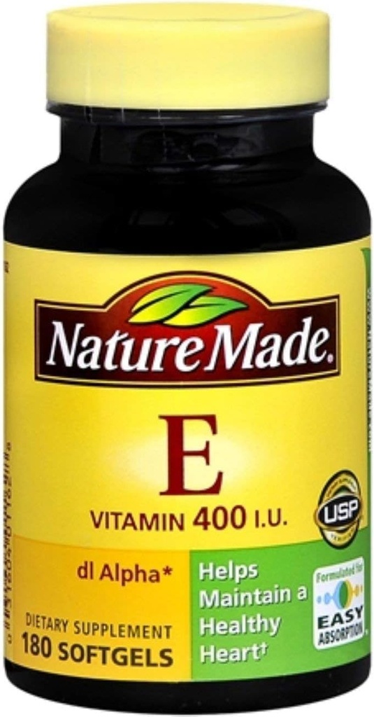 Nature Made dl-Alpha Vitamina E 400 U Softgels 180 geles blandos (Pack of 8)