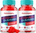 (2 Pack) KetoSophy Keto ACV Gummies - Advanced Weight Loss KetoSophy Keto Plus Gummies Apple Cider Vinegar KetoSophy ACV Gummies Weight Management Dietary Supplement Reviews Men Women (120 Gummies)