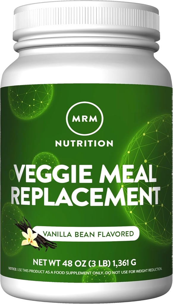 MRM Nutrición Veggie Meal Reemplazo Protein ← Vanilla Bean Flavored tención 22g proteína basada en plantas completas Silencio Meal on the-the-go ← Hambre mediate 
