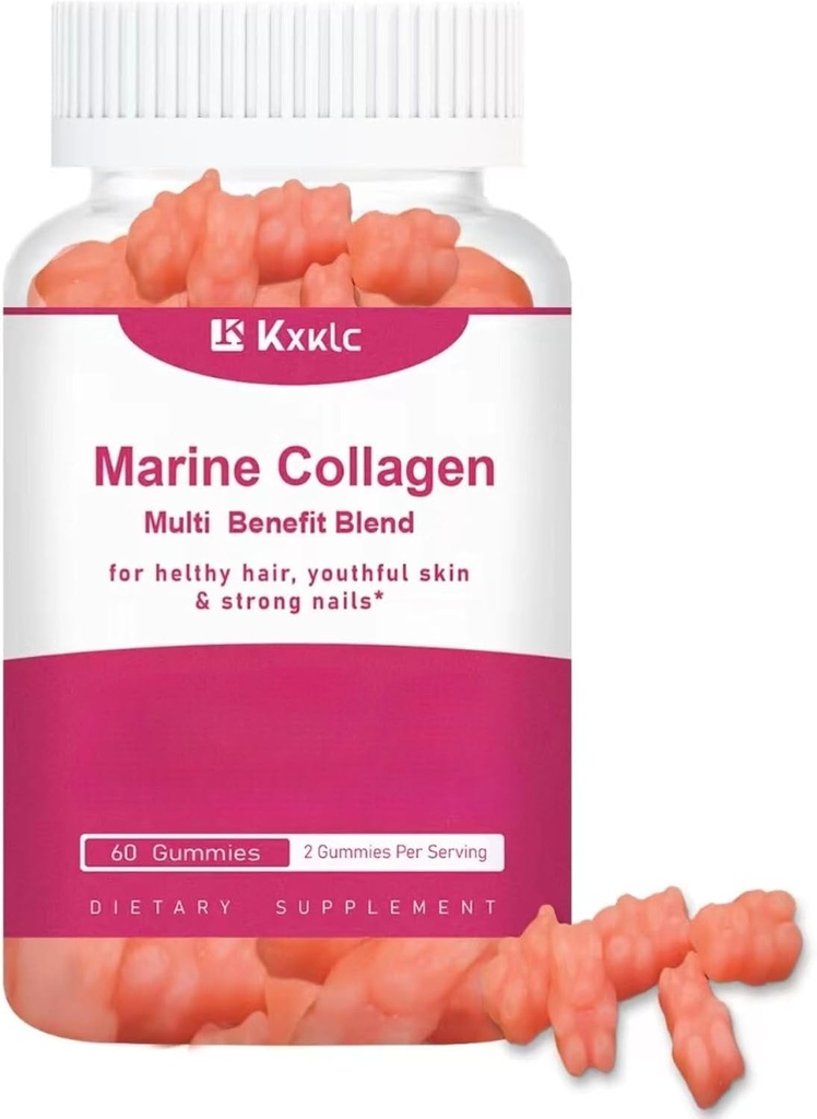 Marine Collagen Gummies- Multi-Benefit Blend of Vitamin Collagen Gummies for Healthy Skin Support with Vitamin C, Zinc, and Biotin, Hydrolyzed Collagen.(1 Pack)