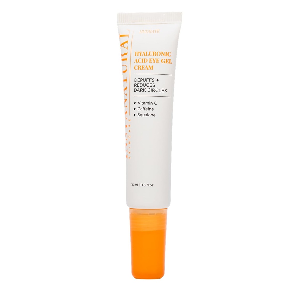 InstaNatural Hyaluronic Acid Eye Gel Cream, Hidrating Under Eye Cream for Women &amp; Hombres, Disminuye Puffiness, Dark Circles and Wrinkles, with Vitamin C, Caffeine, Squalane & Peptides, 0.5 Fl Oz