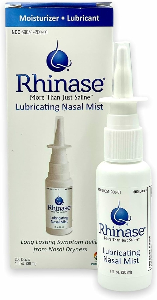 Rhinase Alivio de la Alergia Saline Nasal Spray – Steroid Free, Dual Wetting Agent " Salt Formulation, 300 Sprays for Dry Nose, Alergía, hemorragia nasal de Nasal Dryness