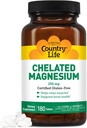 Country Life Magnesium Chelated 250mg - Soporta Corazón, Bone & Muscle Health, Vegan-Friendly Magnesium Supplement with Magnesium Oxide and Amino Acid Chelate, Gluten-Free