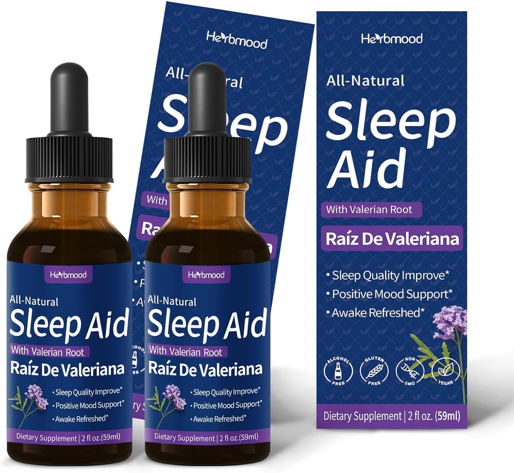 Valerian Root Sleep Support Drops, Gotas de Manzanilla y Flor de Jamaica y Valeriana para Dormir, Nature Herbal Extract Liquid for Deep Sleep. 4oz