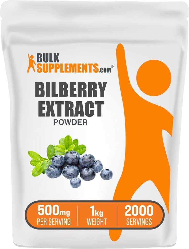 BulkSupplements.com Pólvora Extracto de Bilberry - Suplemento Extracto de Bilberry, Suplemento Herbal - Vegan & Glulten Gratis, 500 mg por Serving, 1kg (2.2 libras) (Pack de 1)