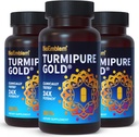 BioEmblem Turmeric Curcumin with Clinically Studied TurmiPure - Joint Support, Healthy Inflammation Turmeric Supplements - 1 Small Cap Daily, 24x Más Absorption Than Other - Non-GMO, 90 Serving