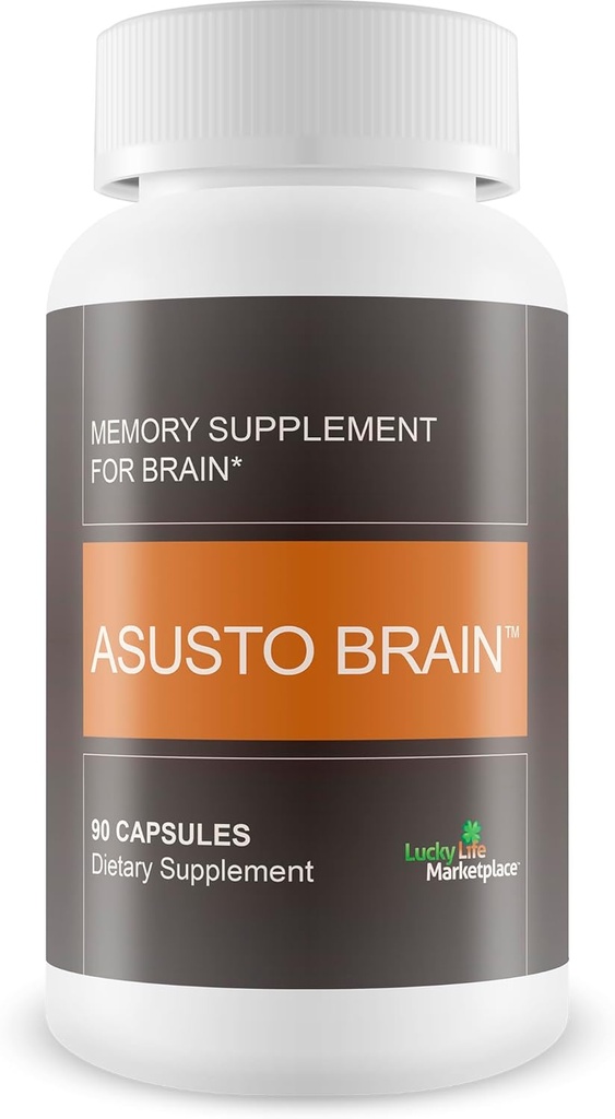 Asusto Memory Supplement for Brain - Mejorada Cápsula Fórmula - Natural Brain, Memory, & Focus Support - Brain Support - Suplemento cerebral - Nootropic - Natural Asusto Sandalwood Fórmula mejorada