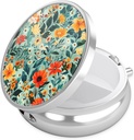 Nipichsha Pill Box, Small Pill Case for Purse & Pocket, Cute Travel Medicine Organizer, Portable Medicine Container Holder to Hold Vitamins, Medication, Fish Oil &amp; Supplement, B06-Beautiful Flowers