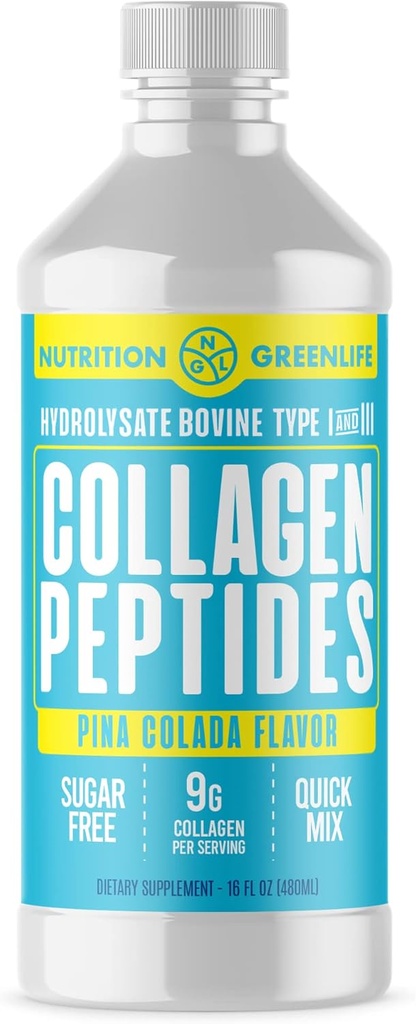 Peptidos de colágeno Concentrado líquido hidrolizado 9000 mg de cabello, piel, suplemento de salud de uñas Sugar gratis