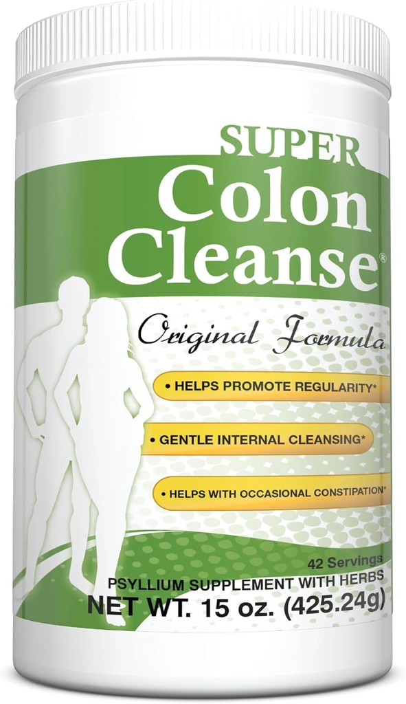Health Plus Super Colon Cleanse Original Formula (1990-2025), 15 oz Powder, 42 Servings, with Psyllium Husk and Senna Leaf for Constipation Relief and Digestive Support