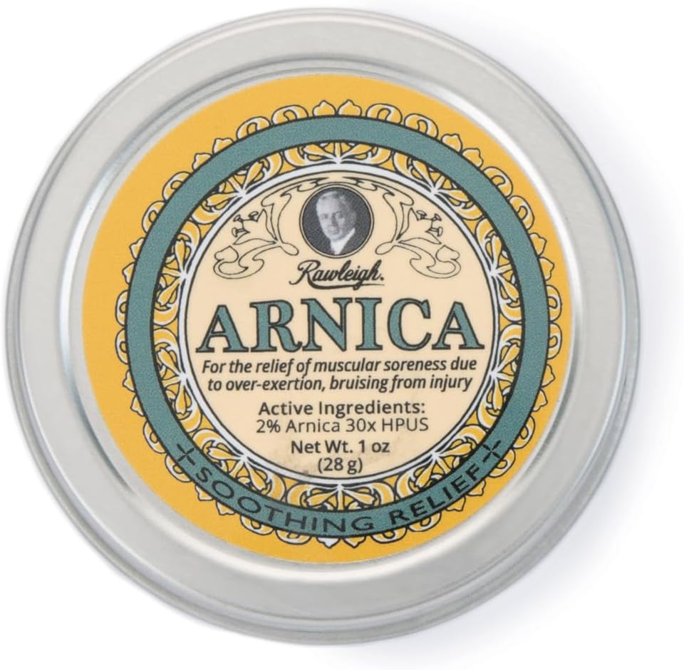 Rawleigh Arnica Soothing Balm: 1 oz, 2% Arnica 30X HPUS, Fórmula natural para la hermandad muscular, sobreexerción Bruising, Absorbs Quickly, No Greasy, Travel-Friendly Tin - Pack of 1