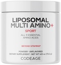 Codeage Liposomal Multi Amino Powder Supplement - BCAA & EAA Supplement All 9 Essential Amino Acids, Branched-Chain Amino Acid, Pre & Post Workout, Unflavored, Liposomal Delivery, Non-GMO, 6.15 oz
