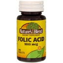 Nature`s Blend Folic Acid 1000mcg Tablets 100 Count (3 Pack)