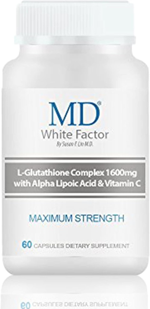MD White Factor - Suplemento Glutathione con Antioxidantes Efectivos, Vitamina C ' Lipoic Acid Silencio (60 cápsulas)