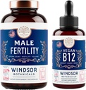 WINDSOR BOTANICALS Vegan Vitamina B12 y Male Fertility Suplemento con Maca Root - Energy and Fertility Bundle