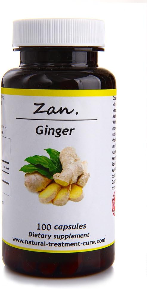 Hekma Center Pure Ginger Root - Zingiber Officinalis - 100 Capsules Reduce Nausea - Vegan