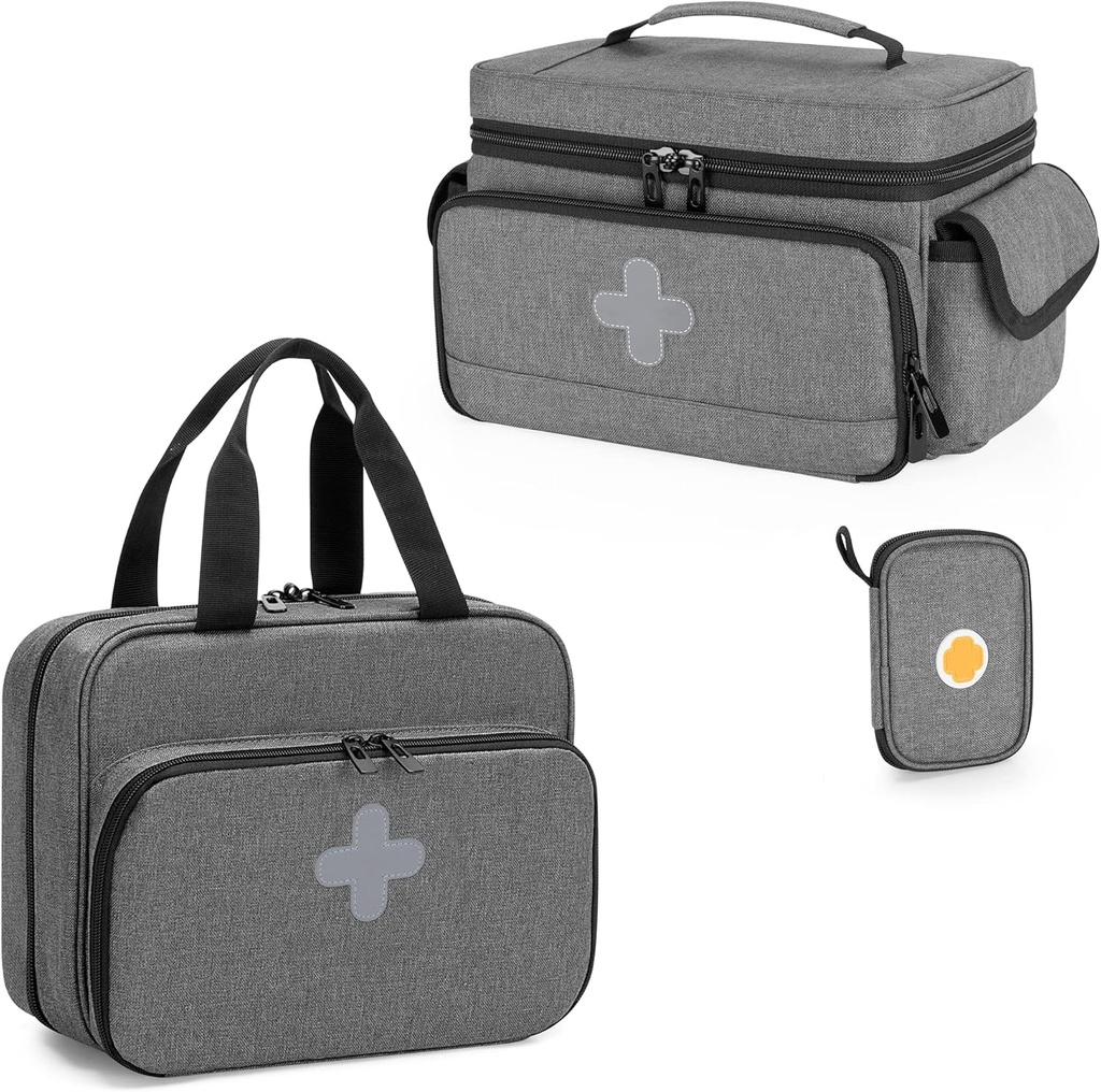 CURMIO Bolsa de almacenamiento de medicamentos Vacío, organizador de botellas con bolsas portátiles de primeros auxilios, caja de medicina para el hogar y viajes
