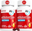 Astaxanthin Suplementos 24mg, 5 Month Supply - Coconut MCT Petróleo, Fuente de Microalgas frescas w / aceite de semilla de grasa, Ashwagandha - Antioxidantes para la piel sana, ojos, envejecimiento - no GMO &amp; Gluten Gratis, 150 Softgels