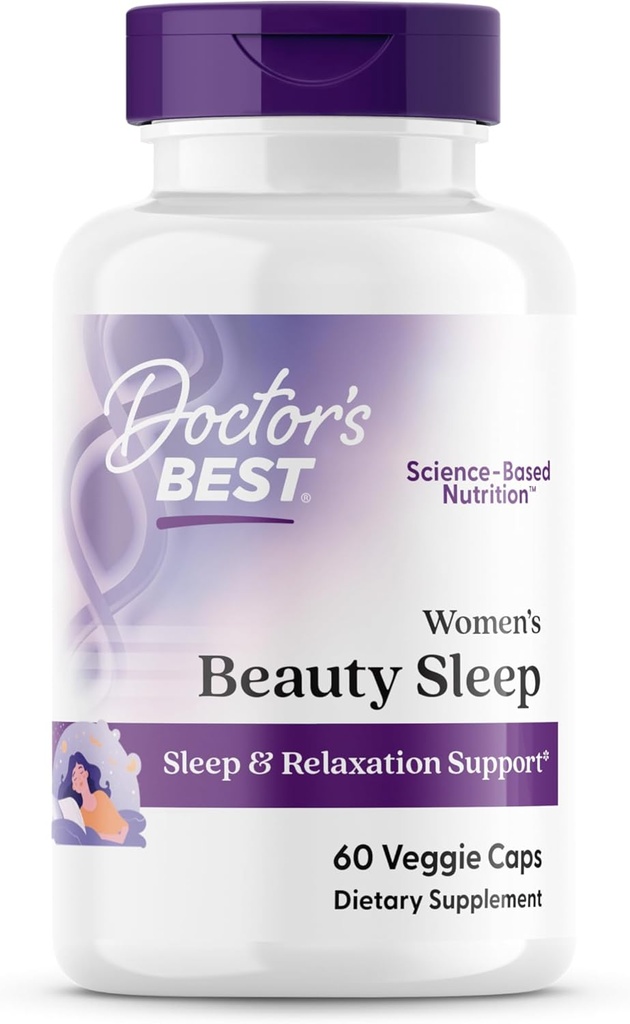 Doctor's Best Womens Beauty Sleep with Magnesium, Theanine, Melatonin, Sleep & Relaxation Support, Non-GMO, Gluten Free, Soy Free, Vegan 60 Veggie Caps