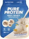 Pure Protein Powder, Whey, High Protein, Low Sugar, Gluten Free, Vanilla Cream, 1,75 lbs