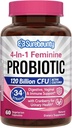Probióticos para Mujeres, 120 Billones CFU 34 Strains, Prebióticos, Enzimas Digestivos, Arándano, Probiótico Femenino 4-en-1, Digestivo, Vaginal, Apoyo Inmunitario, 60ct