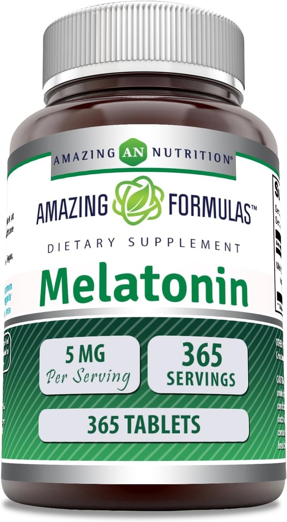 Amazing Formulas Melatonin 5 Mg Tablets Supplement ← Non-GMO TEN Gluten Free Silencio Made in USA (365)