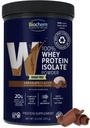 Biochem 100% Whey Chocolate sin azúcar 20g, 12.5oz, Vegetariano certificado, Gluten certificado gratis, no GMO certificado, Keto Friendly, Grass-Fed