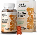 Wild & Organic Inulin Fiber Gummies 4000mg - Soporte Digestivo w/Chicory Root - Soluble Fiber Supplement w/Inulin Powder - Prebiotics for Gut Support - 60 Prebiotic Gummies