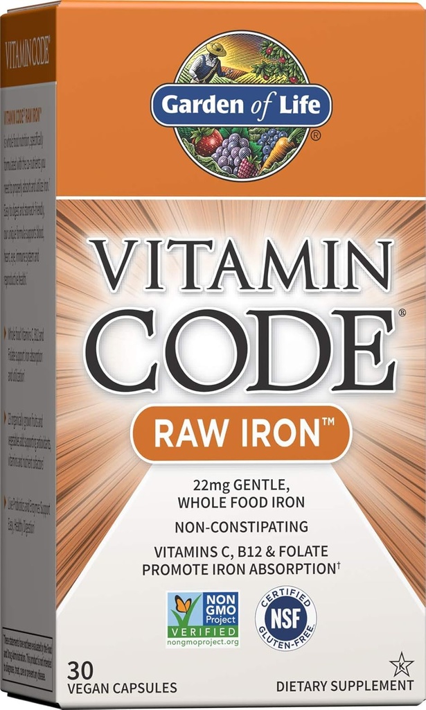 Código de vitaminas Hierro crudo 30ct cápsulas