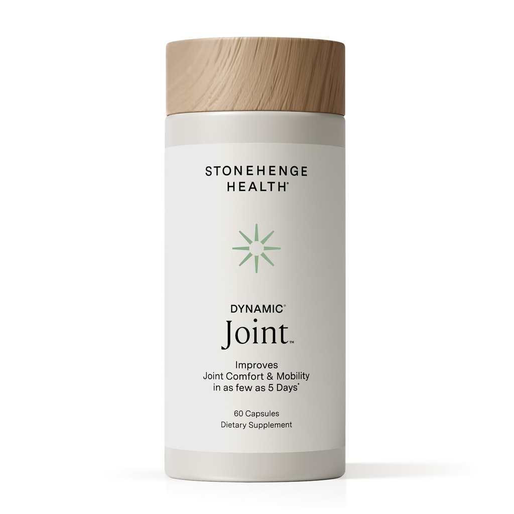 Stonehenge Health Dynamic Joint Health Supplement – Fast-Acting Support with AprèsFlex® Boswellia, MSM, Multi-Type Collagen, Turmeric, Bromelain, Vitaminas C & D3 – Supports Joint Comfort – 60 cápsulas