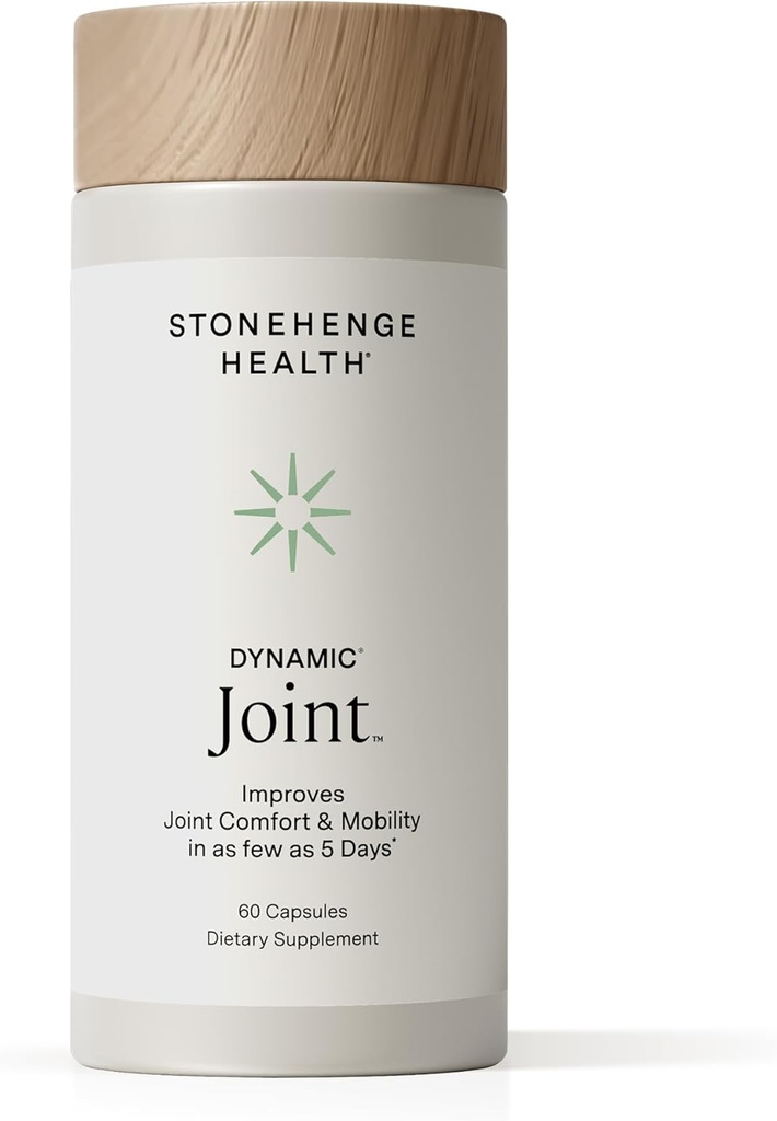 Stonehenge Health Dynamic Joint Health Supplement – Fast-Acting Support with AprèsFlex® Boswellia, MSM, Multi-Type Collagen, Turmeric, Bromelain, Vitaminas C & D3 – Supports Joint Comfort – 60 cápsulas