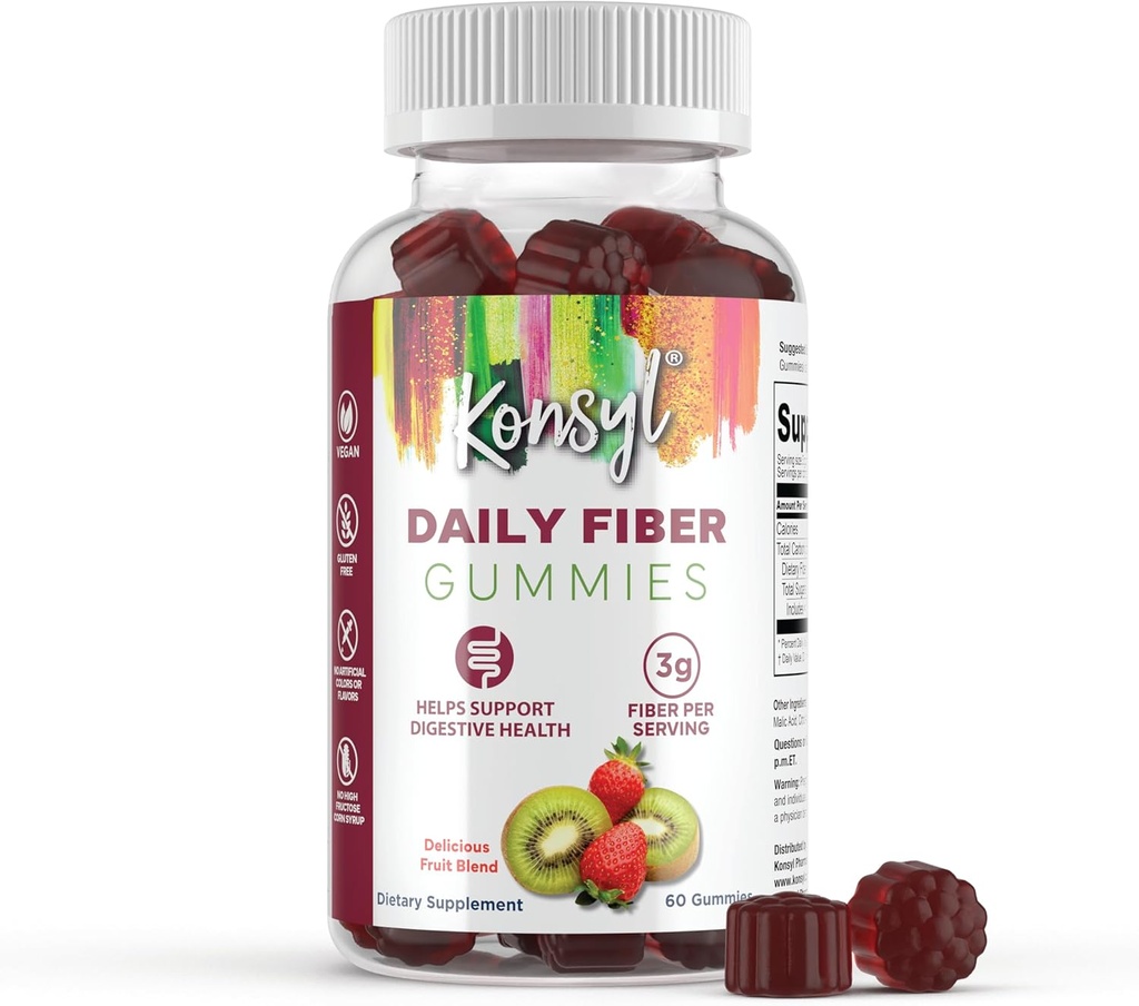 Konsyl Daily Fiber Gummies (60 Conde, Strawberry-Kiwi)
