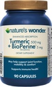 Suplemento Turmérico de la Naturaleza con BioPerine - Absorción Mejorada Complejo Turmérico 500mg con BioPerine 5mg para Función Conjunta, Movilidad y Confort, 90 cápsulas turméricas vegetarianas