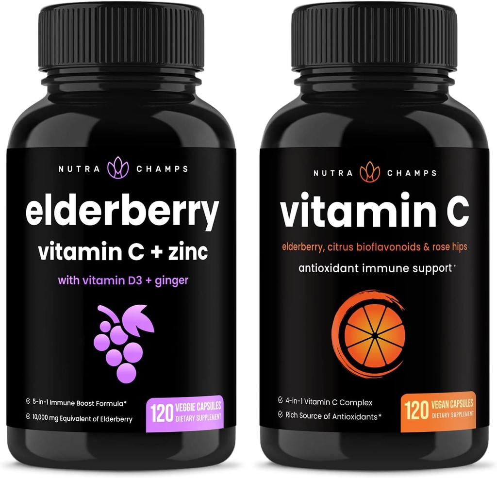 NutraChamps Elderberry y Vitamina C Capsules Bundle