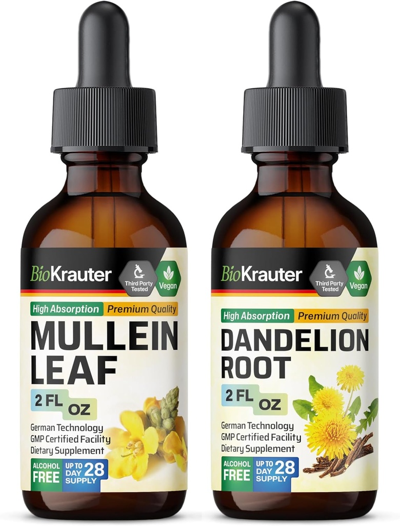 BIO KRAUTER Mullein Tincture 2 Fl. Oz. " Dandelion Tincture 2 Fl. Oz.