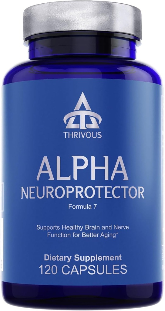Neuroprotector alfa Thrivous – Apoyo al cerebro " Suplemento nootrópico con acetil L-Carnitina, GPC alfa, ácido lipoico R-Alpha, Ginkgo Biloba – 120 cápsulas veganas