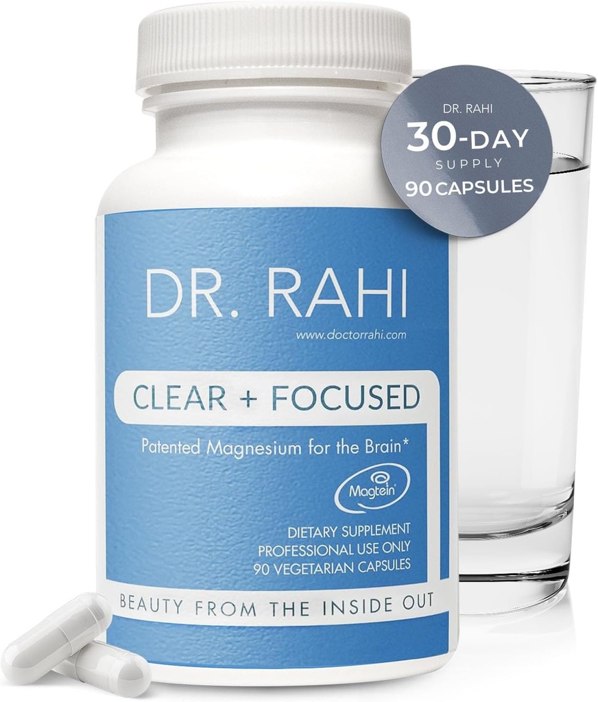 Magnesium L-Threonate Capsules - Hecho en EE.UU. 90 cápsulas - Fórmula patentada para soporte cerebral, memoria y enfoque - Suplemento de Magnesio suave para adultos - Borrado y centrado por el Dr. Rahi