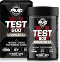 PMD Sports N-Test 600 Advanced Nitric Oxide Booster for Hombre - con clínicamente estudiado Testofen - Lean Muscle y Strength Gains con supresión de estrógeno (90 Veggie -Caps)