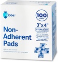 Globe Advanced Sterile Non-Adherent Pads sometidas 100-Pack, 3” x 4” duración No adhesivo Wound Dressing Todd Highly Absorbent " Non-Stick, Painless Removal-Switch imperceptible individualmente para protección extra (3 x 4)