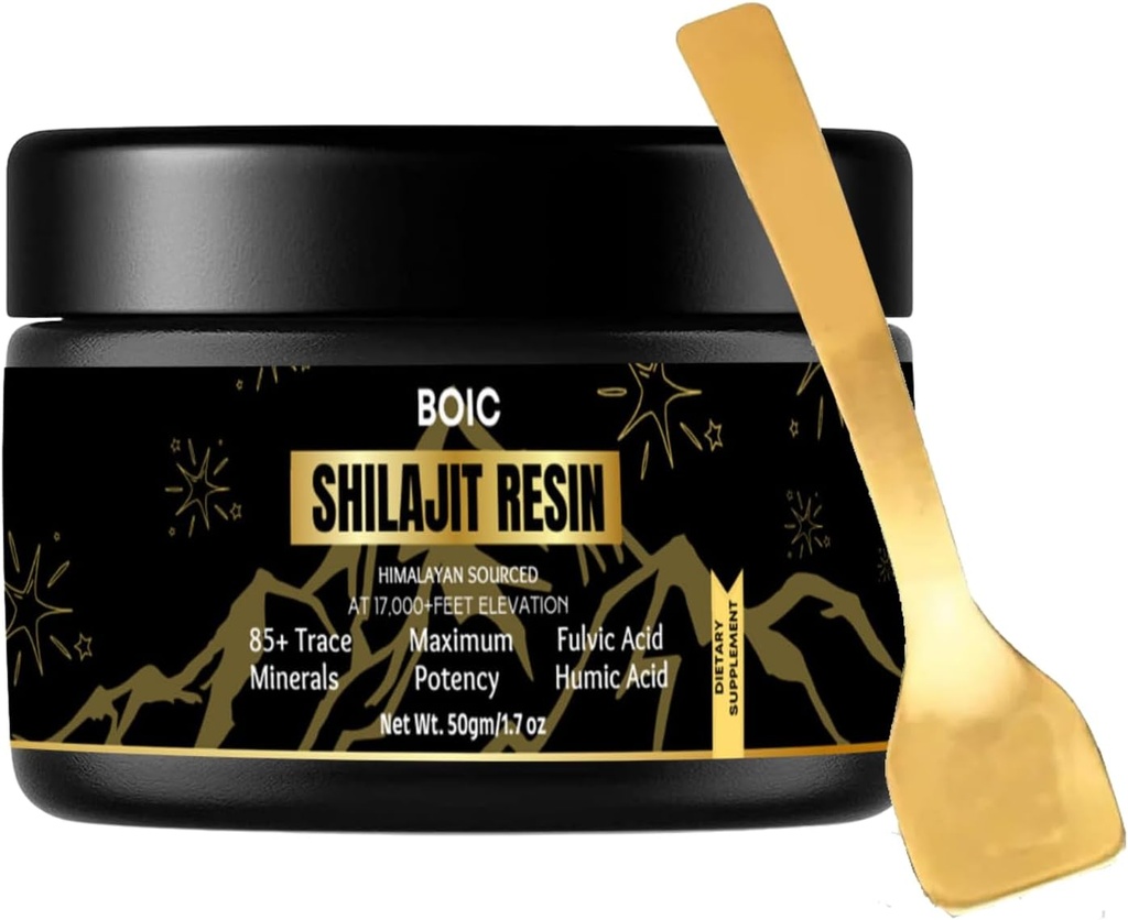 Beneficios de resina de Himalaya negro pura Energía &amp; Apoyo inmunitario para hombres de mujeres (50Gm / 1.7 Ounce, 100 días de servicio)