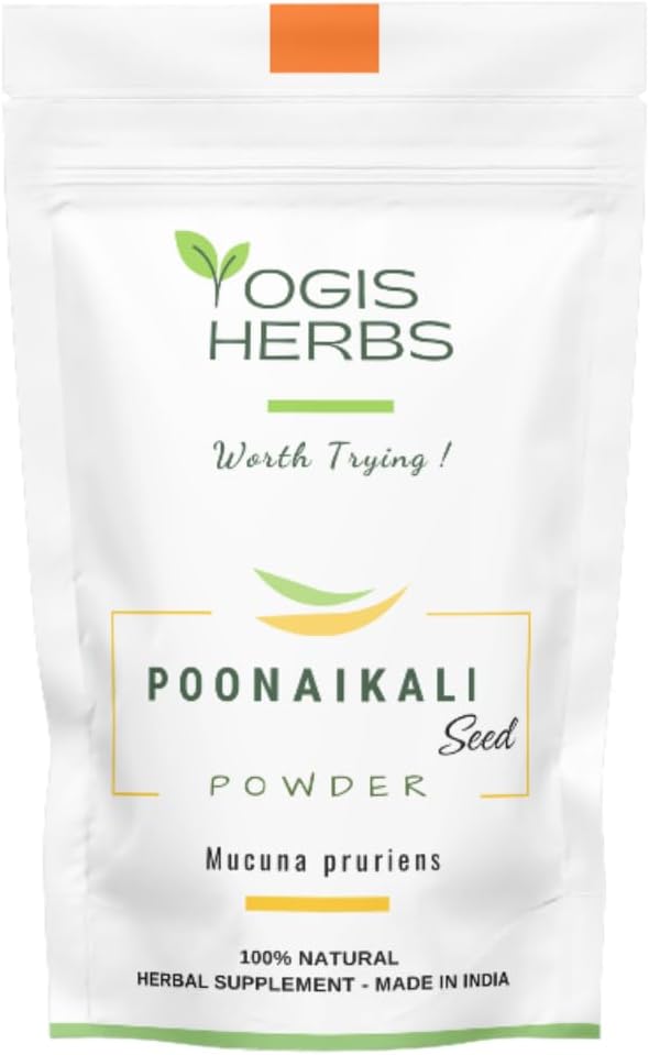 YOGIS HERBS Poonaikali Seed Powder (Kapikacchu/Velvet Bean/Mucuna pruriens) - Natural Support for Vitality and Cognitive Support. (0.5 Lb)