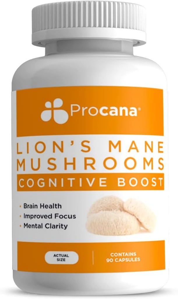 Leones Mane Mushroom Capsules (Extra Strength 1,500mg/servido) para la salud cerebral, la claridad mental, la memoria y el foco. 45,000mg por botella 90ct