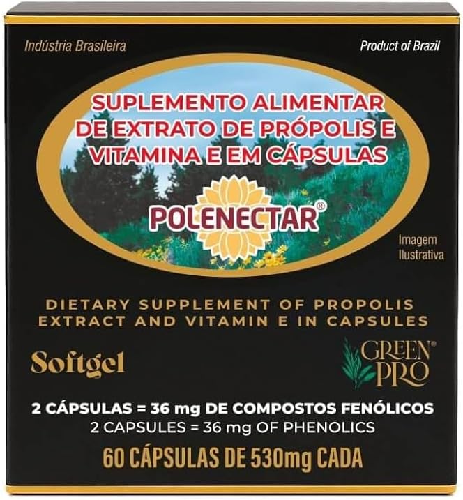 2 Pack de Polenectar Brasil Green Bee Propolis 60 Softgels 300 mg